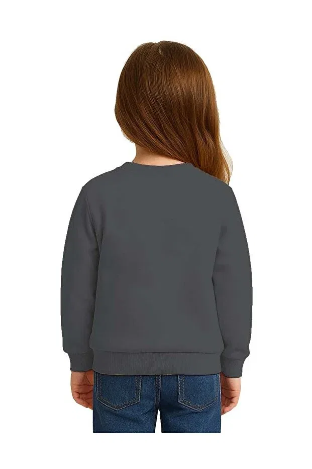 Детские свитшот для девочек с принтом Unisex Kuromi Printed Children's Sweatshirt 3 Thread Raster Sedirli, Smoked — фото 3