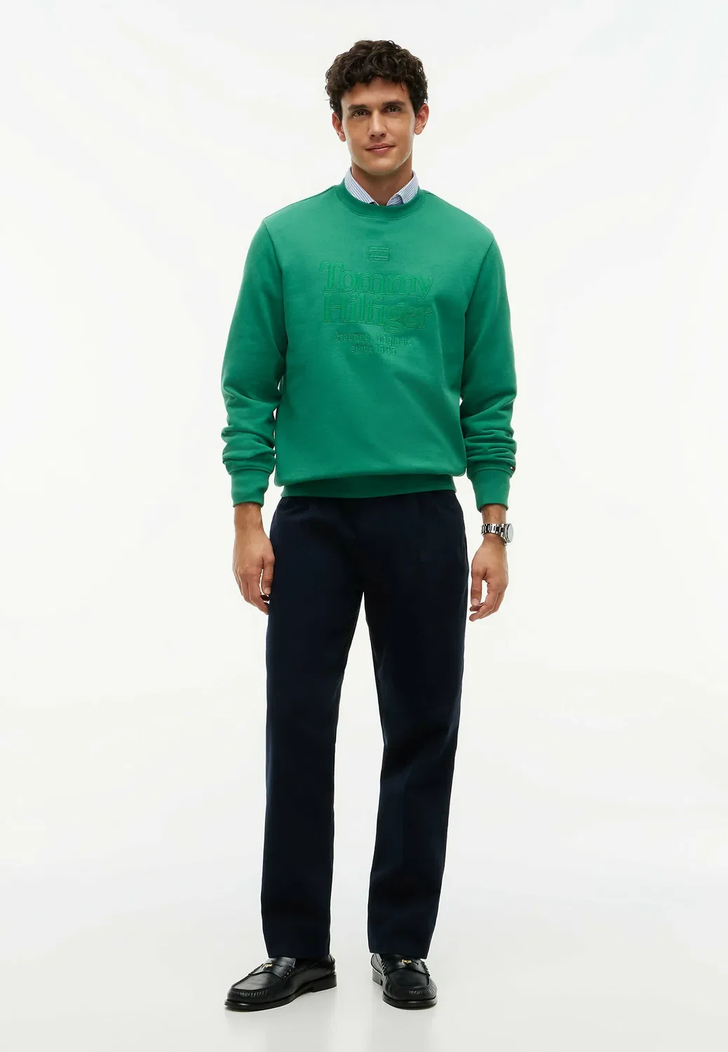 Свободная толстовка с вышивкой логотипа в тон ткани - толстовка Tommy Hilfiger, Alaskan Green — фото 2
