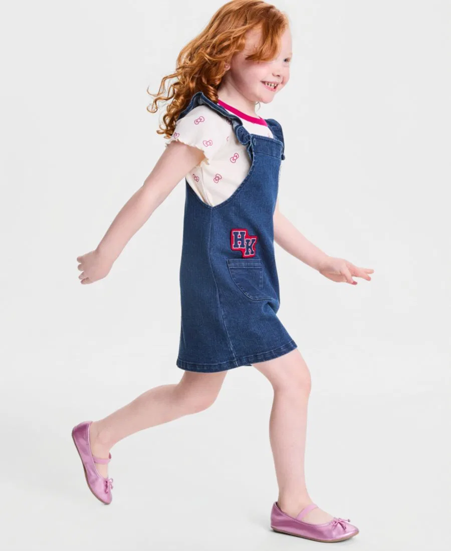 Комплект из футболки и джинсового сарафана Hello Kitty, Denim Blue — фото 4