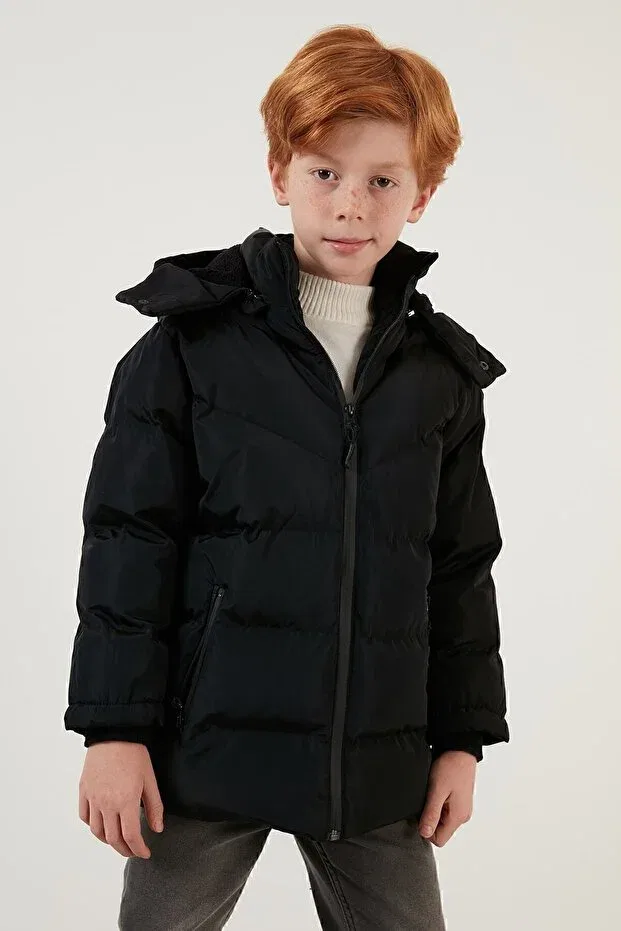 Детское зимнее пальто для девочек с капюшоном Lela, Black — фото 3