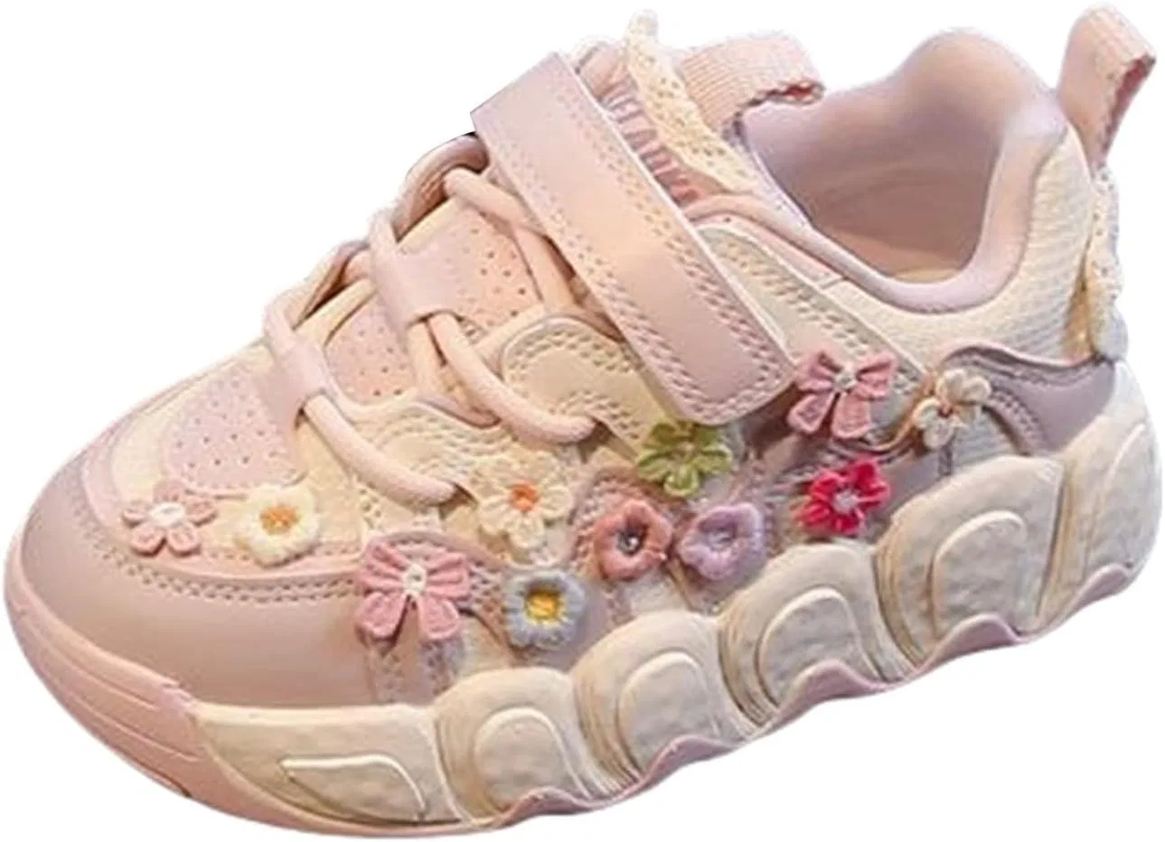 Детские кроссовки для девочек с цветочной вышивкой, Pink