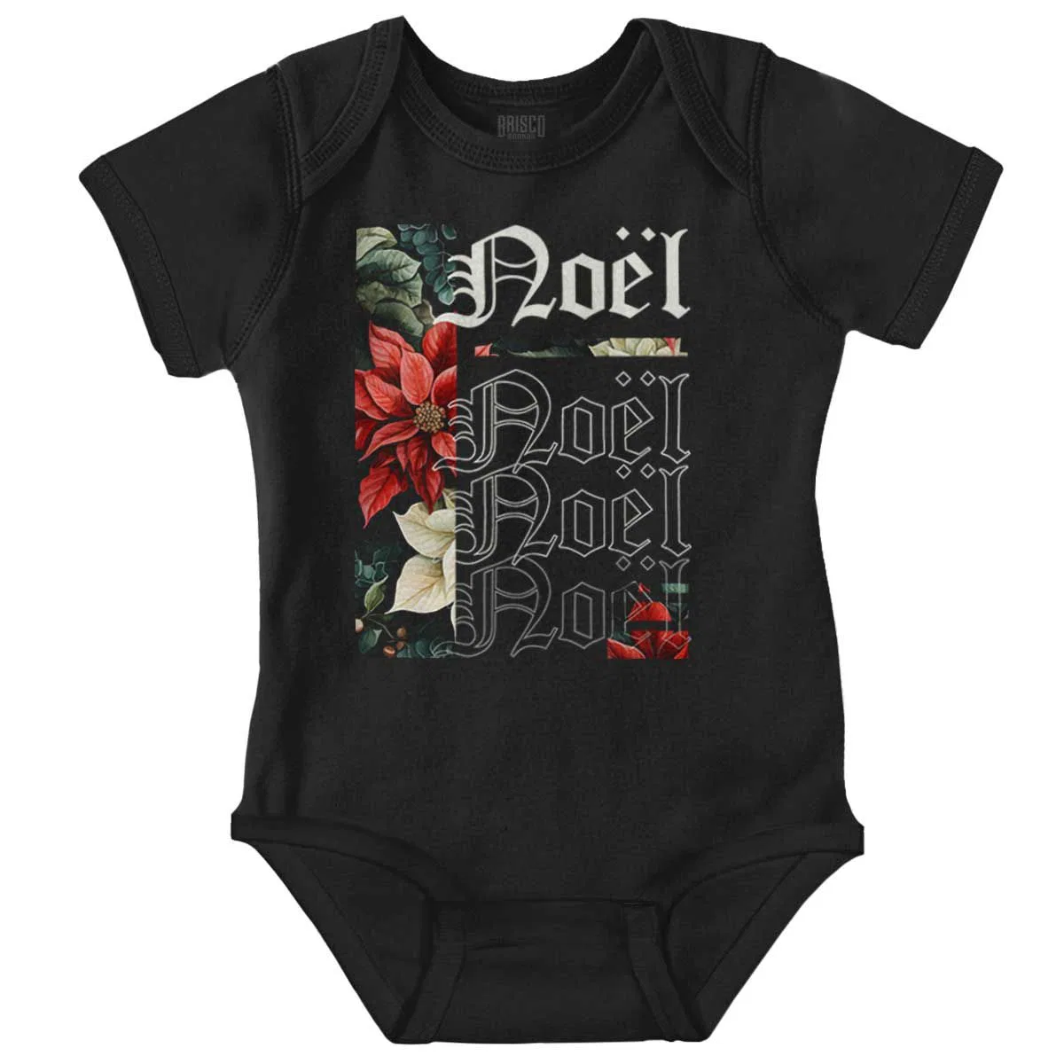 Детское боди с коротким рукавом Poinsettia Christmas Flower Noel Brisco Brands, Black