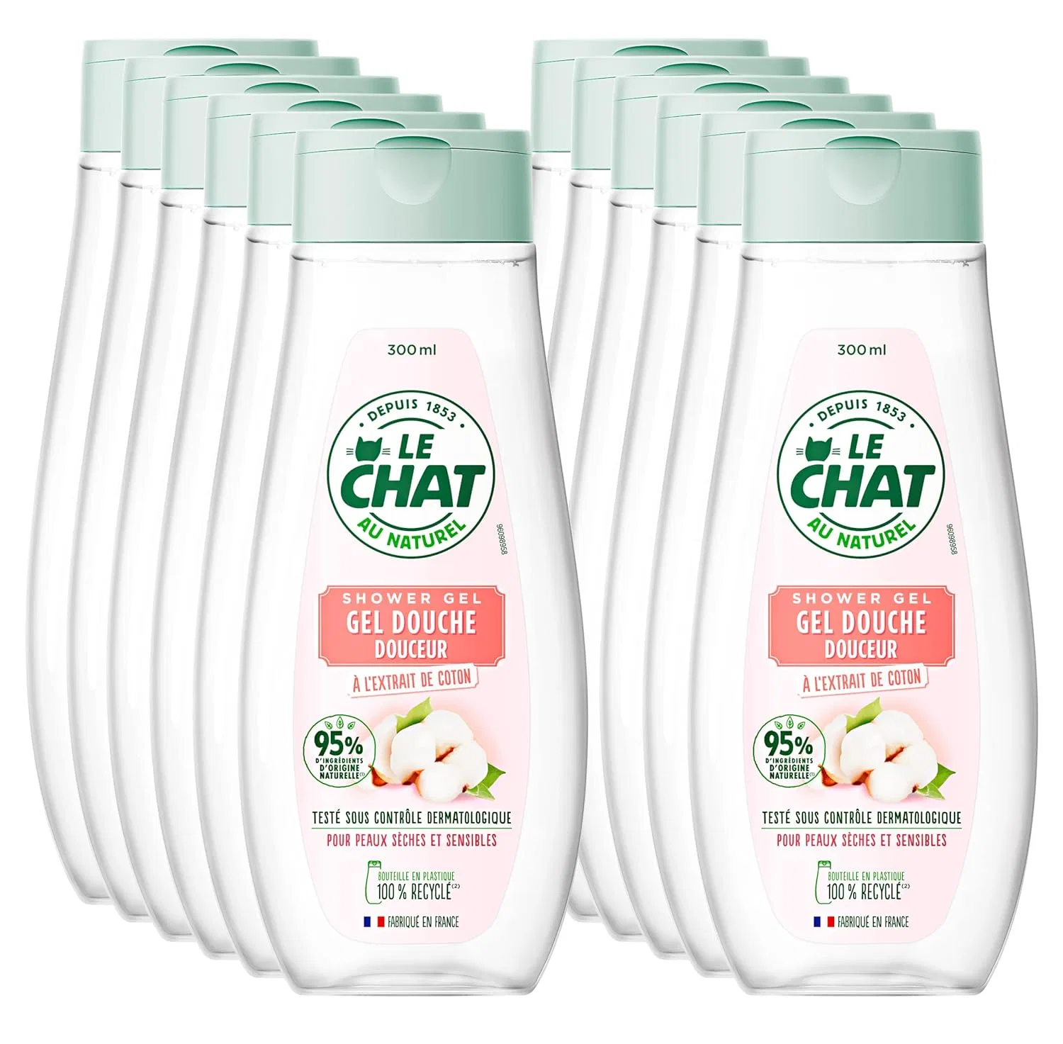 Гель для душа с экстрактом хлопка, LE CHAT, 12 x 300 мл