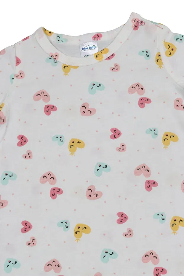 Детский комбинезон с коротким рукавом с принтом Melekpare, White-Pink — фото 3