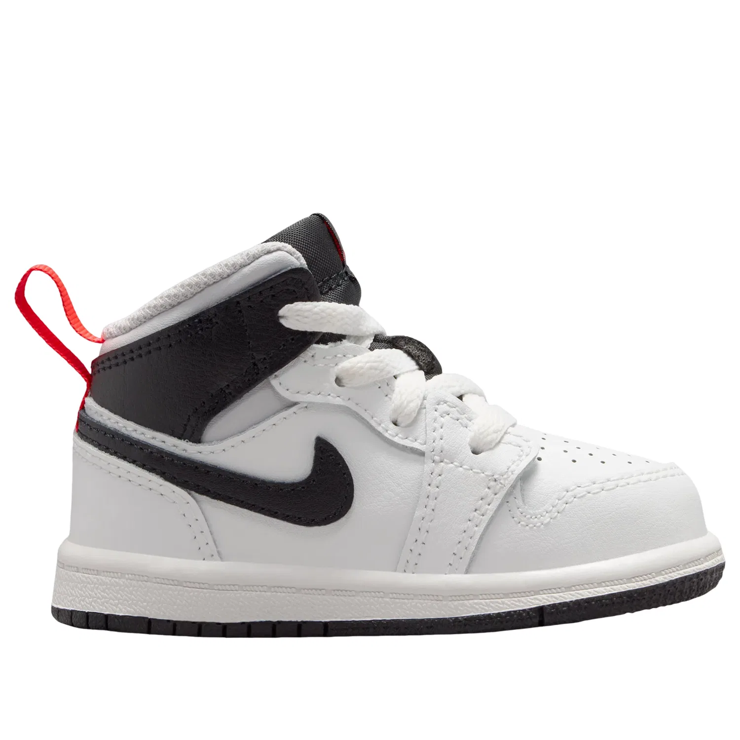 Детские кроссовки для малышей с закрытой пяткой Air Jordan 1 Mid Summit White Infrared, белый — фото 2