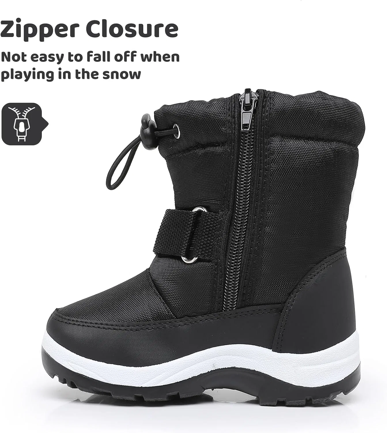 Детские зимние ботинки для девочек Snow Boots Apakowa, Black — фото 3
