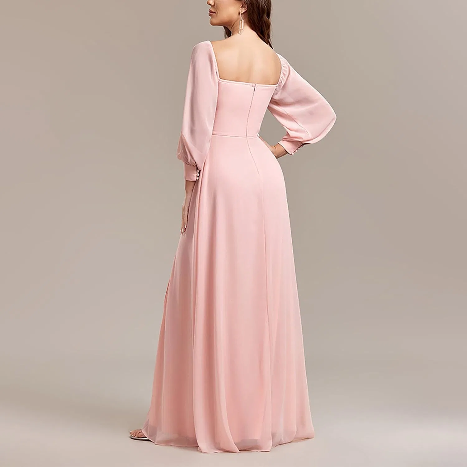 Женское элегантное платье с открытыми плечами Lantern Sleeve, Pink — фото 2