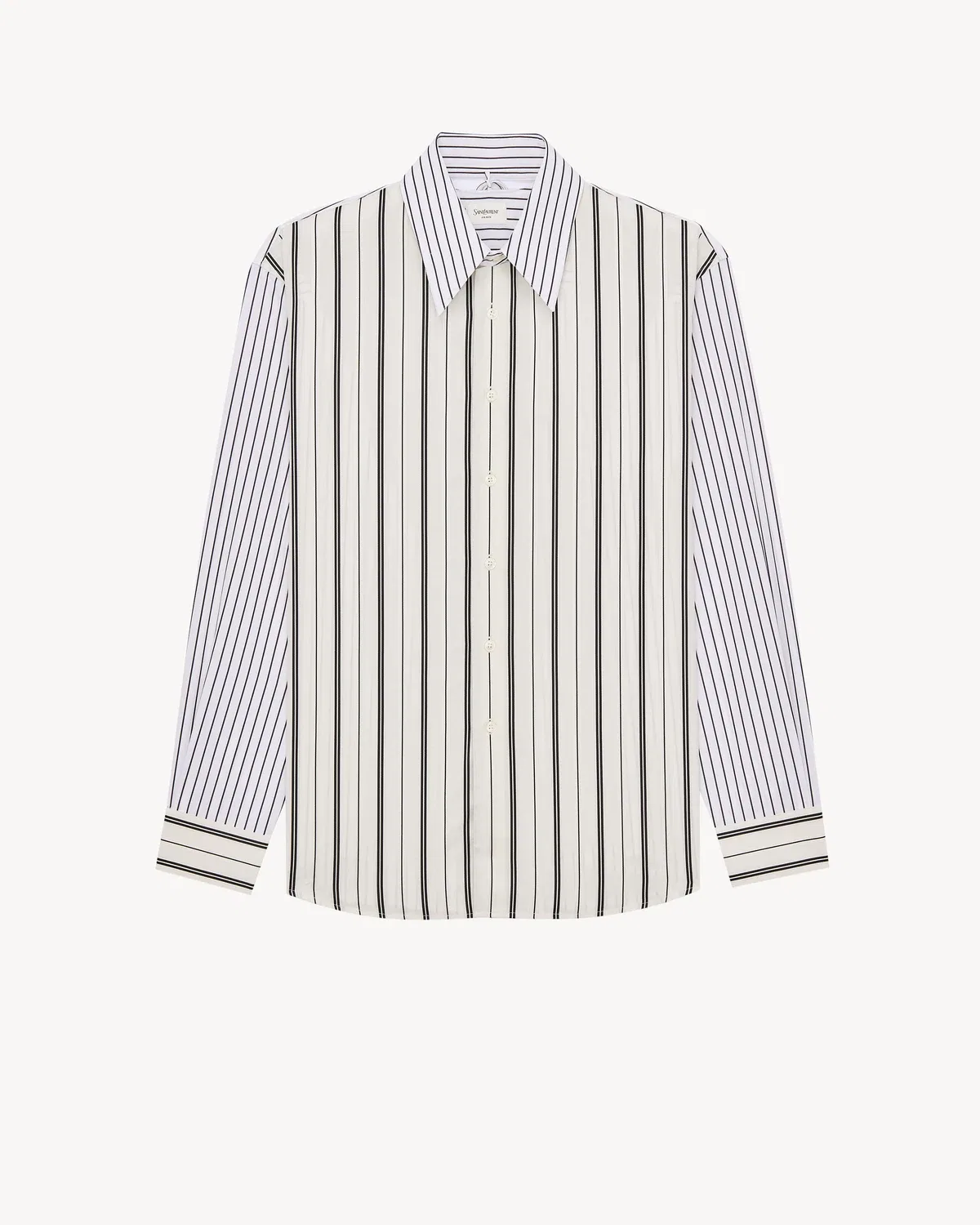 Рубашка Winchesters из поплина из сатина в полоску SAINT LAURENT, черный