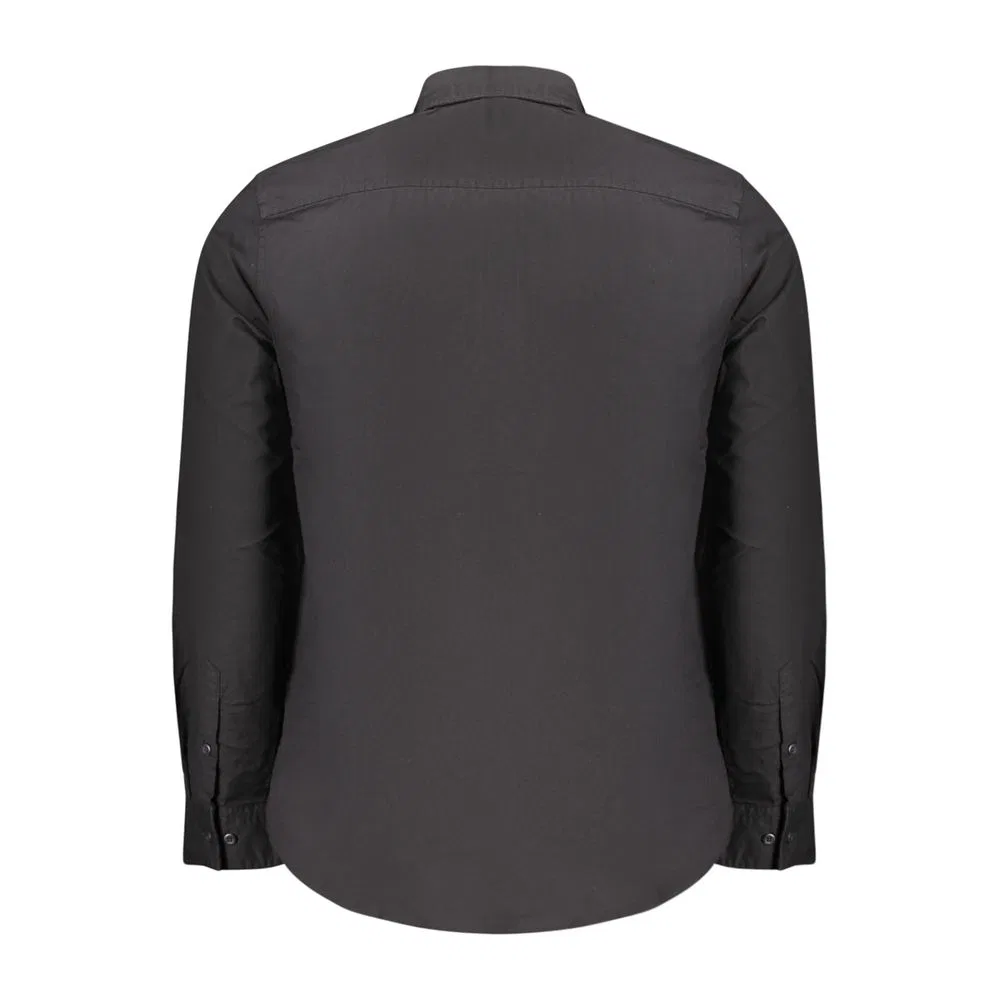 Мужская рубашка классического кроя с длинным рукавом, Black Cotton Shirt, Calvin Klein, черный — фото 2