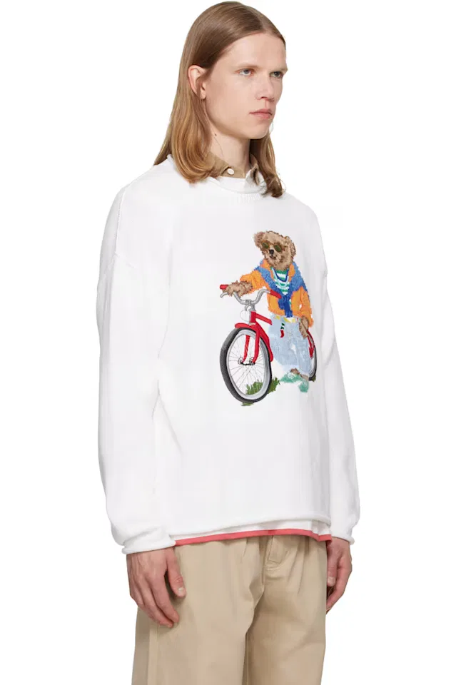 Белый свитер с изображением медведя-велосипедиста поло Polo Ralph Lauren — фото 2