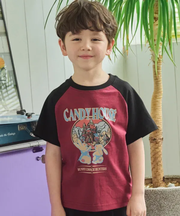 Футболка с коротким рукавом Candy House реглан, Compañero Kids, бордовый