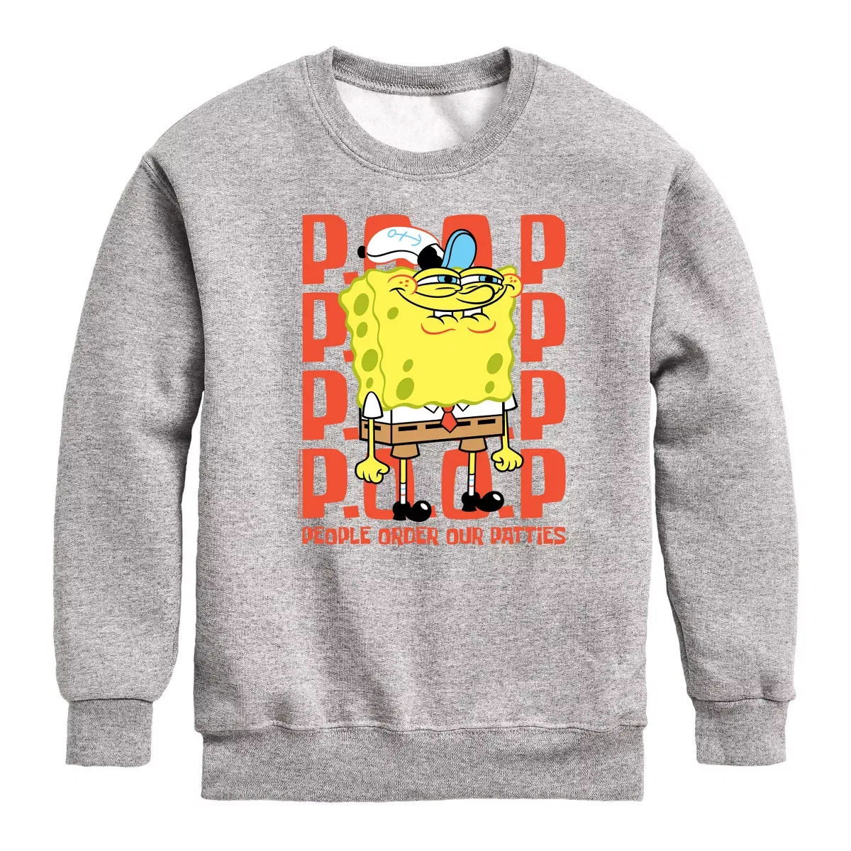 Детский свитшот с принтом SpongeBob SquarePants - People Order Our Patties, SpongeBob SquarePants, Athletic Heather