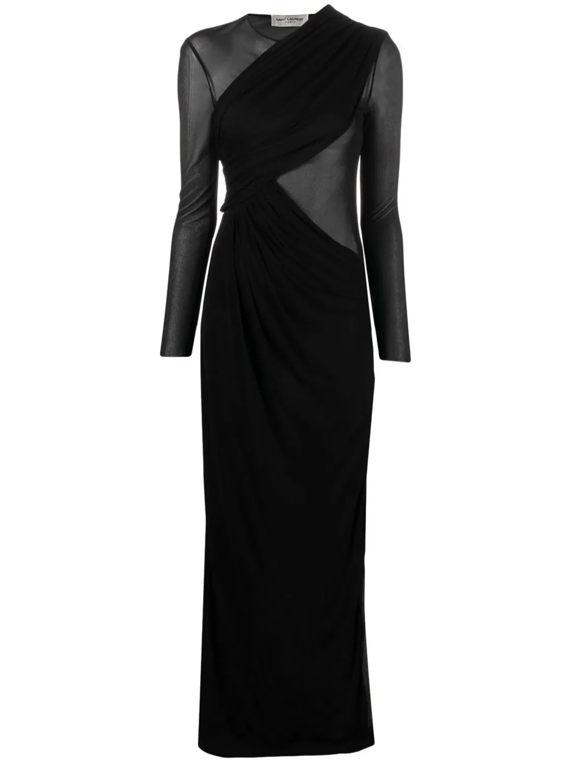 Вечернее платье с прозрачной вставкой Saint Laurent, черный