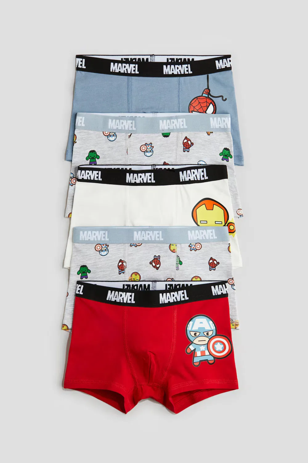 Боксеры 5 шт. H&M, Hellgraumeliert/Rot/Marvel