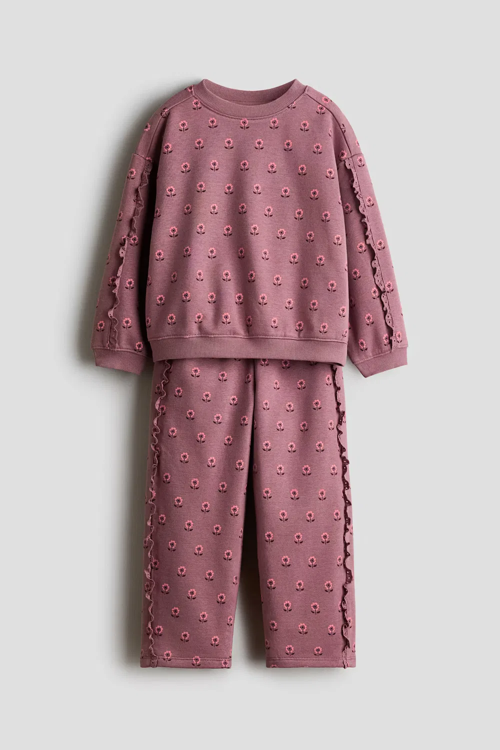 Комплект из двух толстовок с принтом H&M, Dunkles Mattrosa/Geblümt