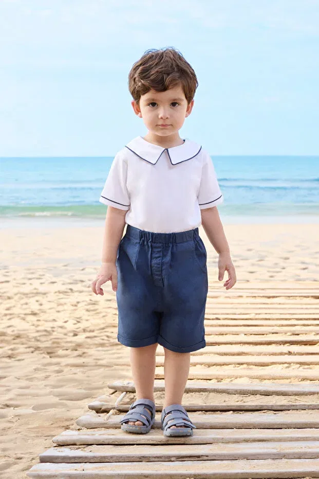 Детская футболка для мальчиков с воротником Panço, White