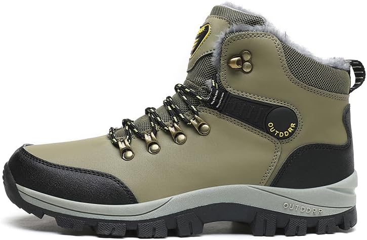 

Мужские зимние снежные ботинки водонепроницаемые с теплой плюшевой подкладкой, нескользящие, на шнуровке, для улицы, повседневной носки, походов и прогулок Kiugco, зеленый