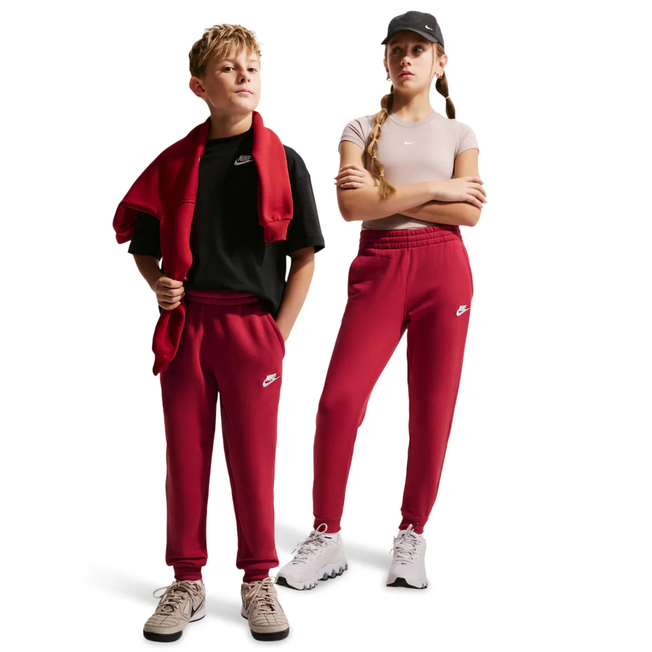 Брюки для мальчиков NSW Club LBR Fleece Nike, цвет White/Tough Red — фото 4