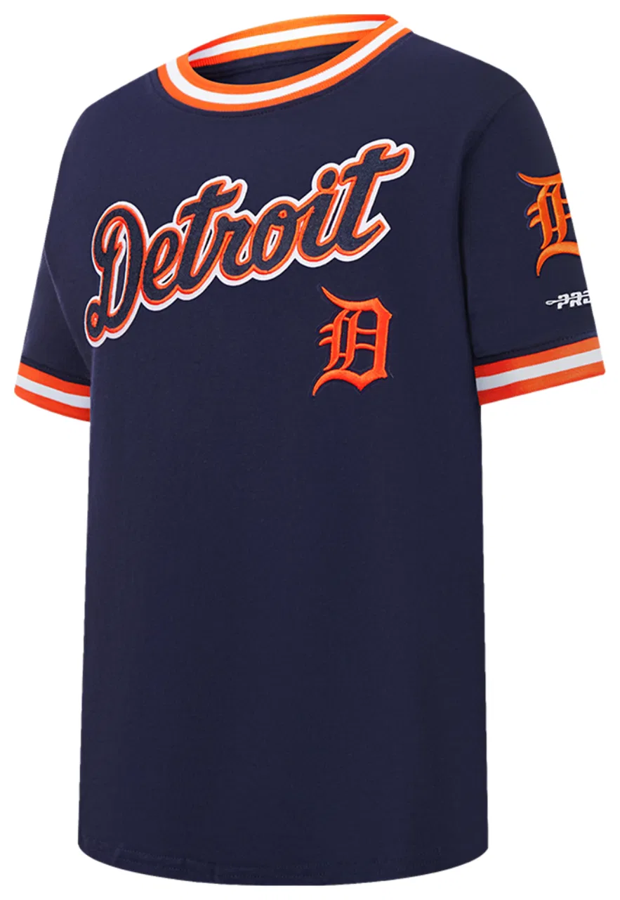 Футболка для мальчиков Classic Ss Striped Rib Detroit Tigers Pro Standard, цвет Midnight Navy/Orange — фото 3