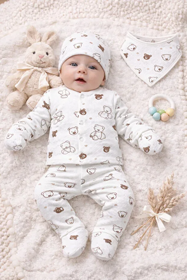 Детский комплект одежды для новорожденных с принтом Simurg Baby, White