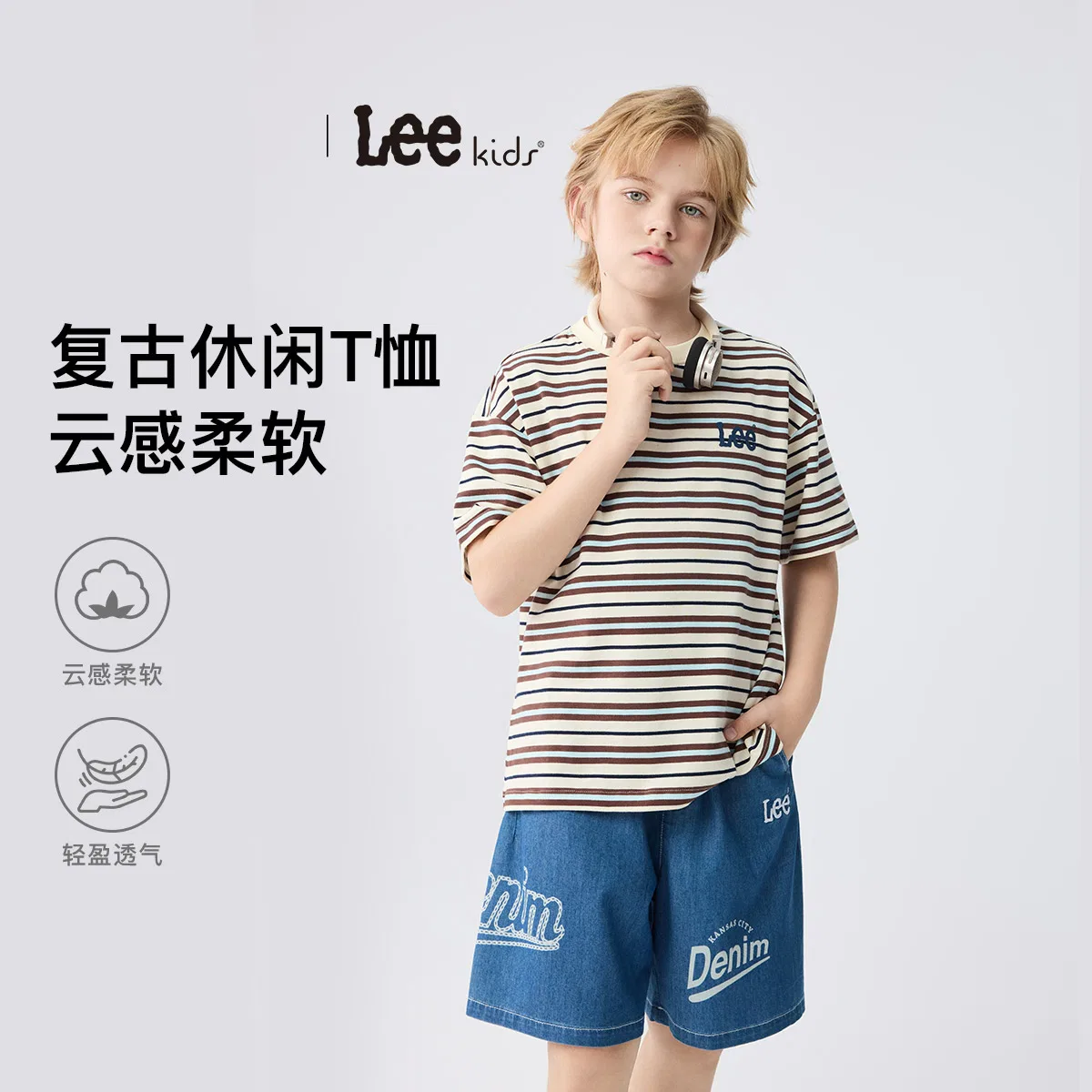 Детская футболка с круглым вырезом и принтом Lee, Navy Blue — фото 4