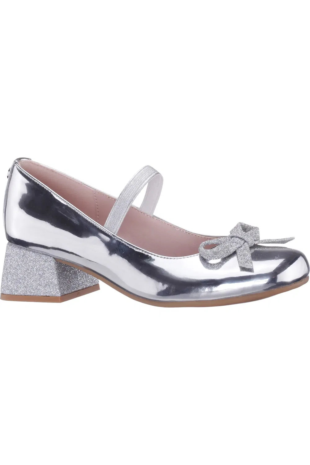 Детские туфли Мэри Джейн с блочным каблуком Bryonna Nina, Silver Metallic