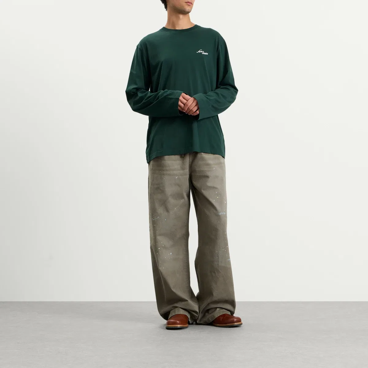 Лонгслив с вышитым логотипом Edden small venice logo Acne Studios, Dark Green — фото 4