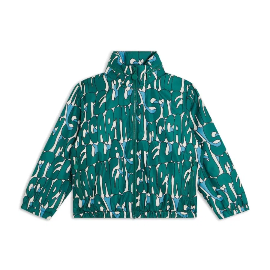 Бомбер с принтом Boys All-Over Logo-Print Bomber Jacket Stella McCartney, Verde/Multicolor