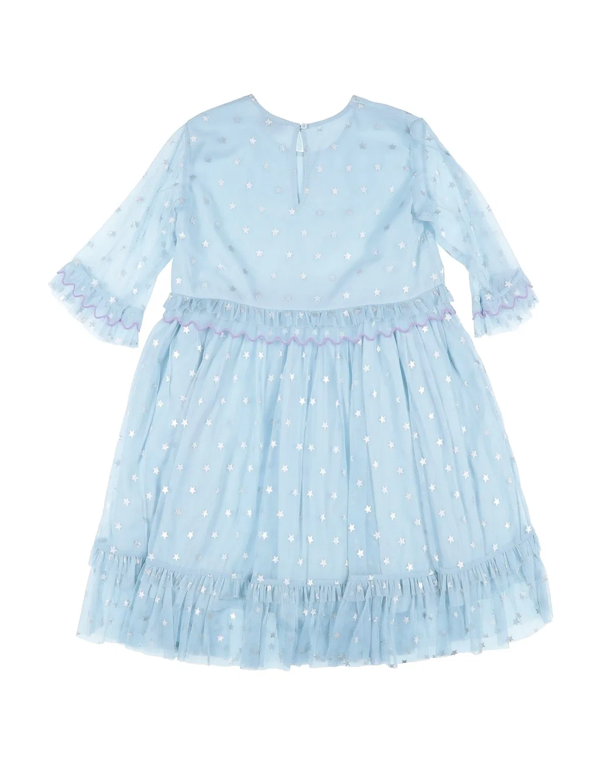 Детское платье из фатина с длинным рукавом Stella Mccartney Kids, светло-голубой — фото 2