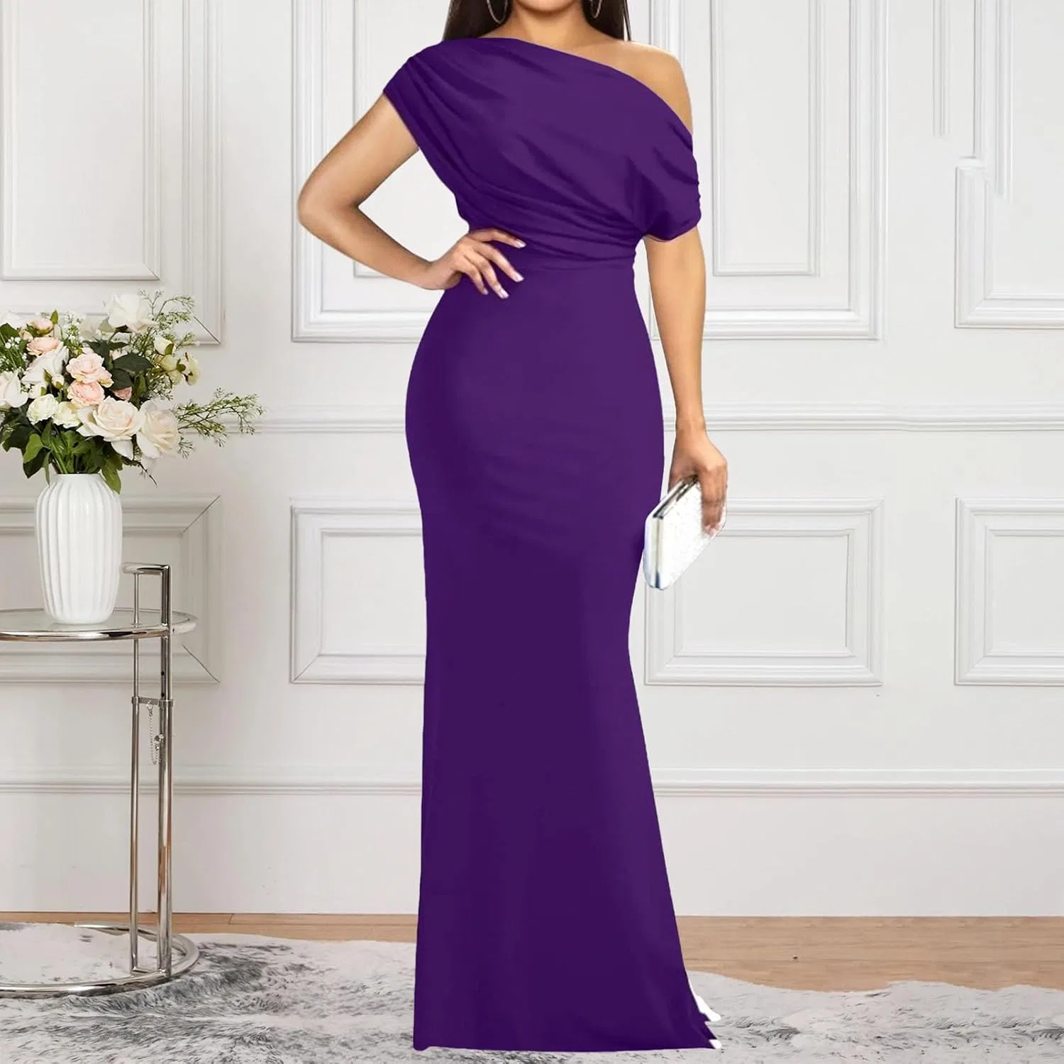 Женское вечернее платье с открытыми плечами Bodycon, Purple — фото 3