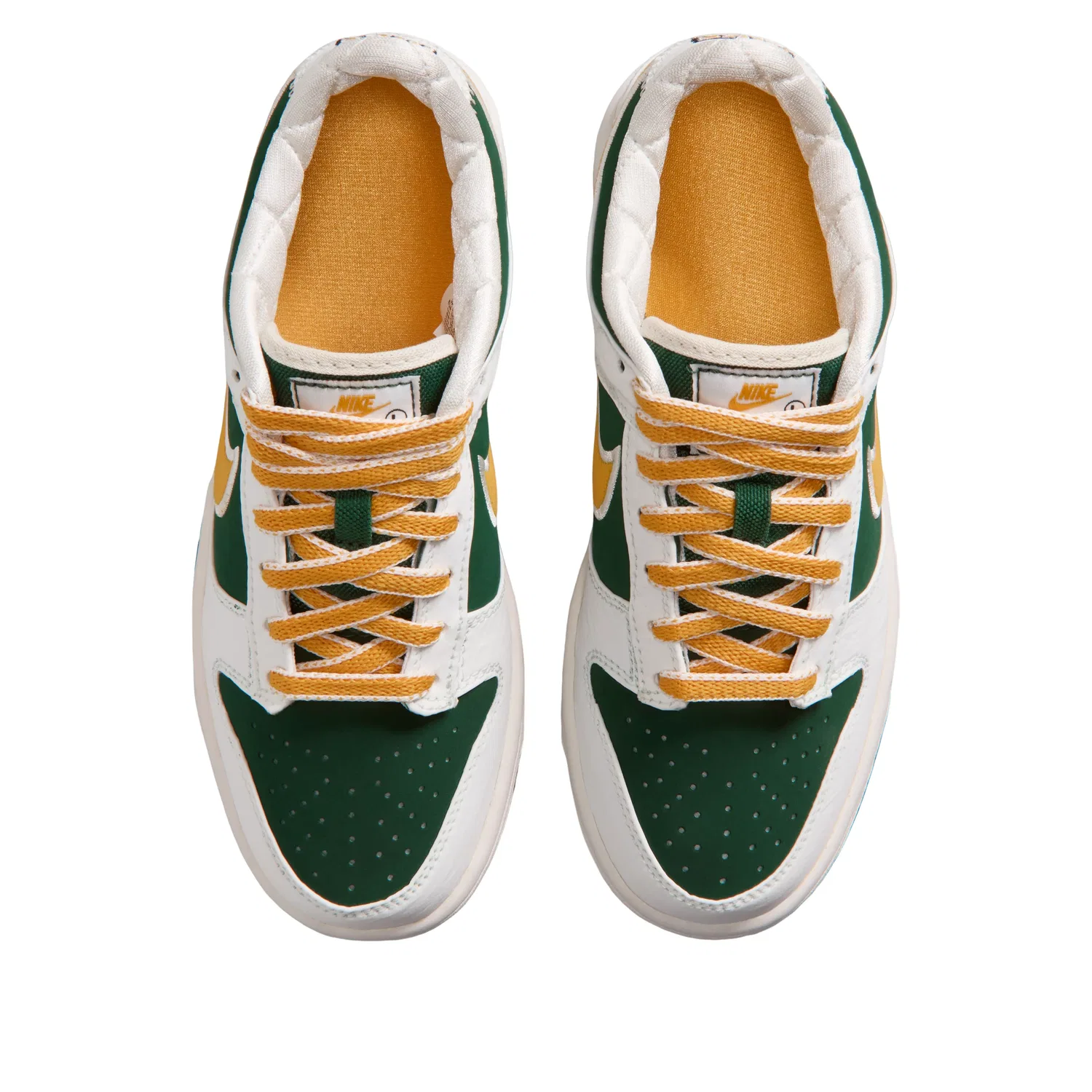 Детские кроссовки с кожаным верхом Nike Dunk Low LV8 Sail Fir University Gold, зеленый — фото 2