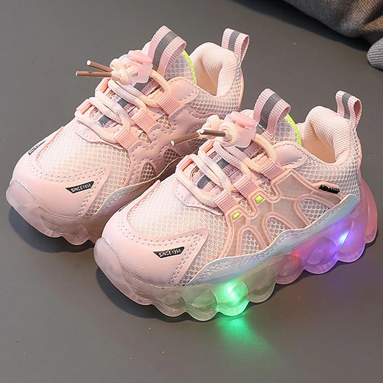 Детские кроссовки для мальчиков и девочек с принтом Tennis Running Shoes, Pink — фото 3