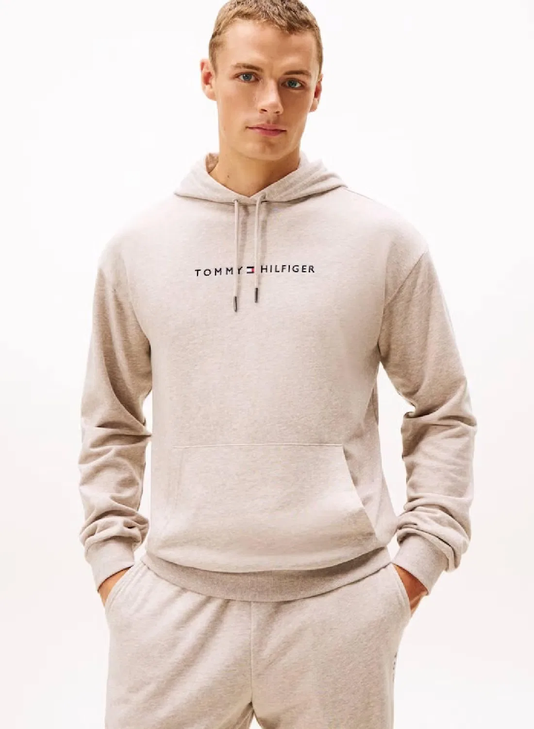 Худи с логотипом на кулиске Th original logo Tommy Hilfiger, серый меланж