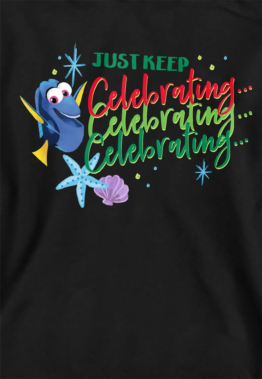 Детские худи с принтом Finding Nemo Just Keep Celebrating Christmas with Dory Disney, Black — фото 2