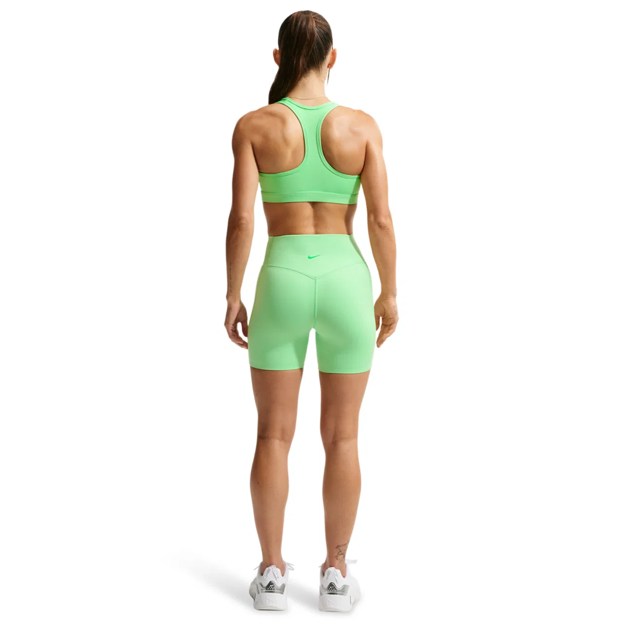 Женский спортивный бюстгальтер средней поддержки Dri-FIT Swoosh Nike, цвет Illusion Green/White — фото 4