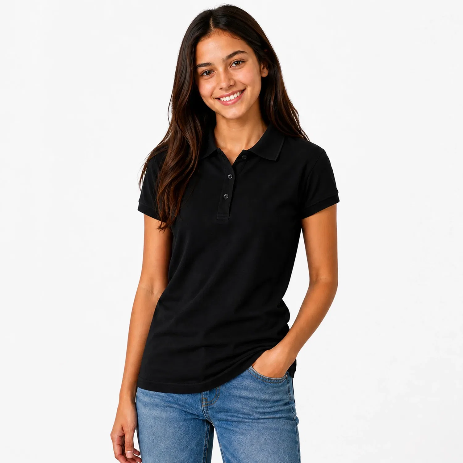 Детская футболка поло для девочек с коротким рукавом Galaxy By Harvic Junior's Short Sleeve School Uniform Pique Polo Shirt, черный