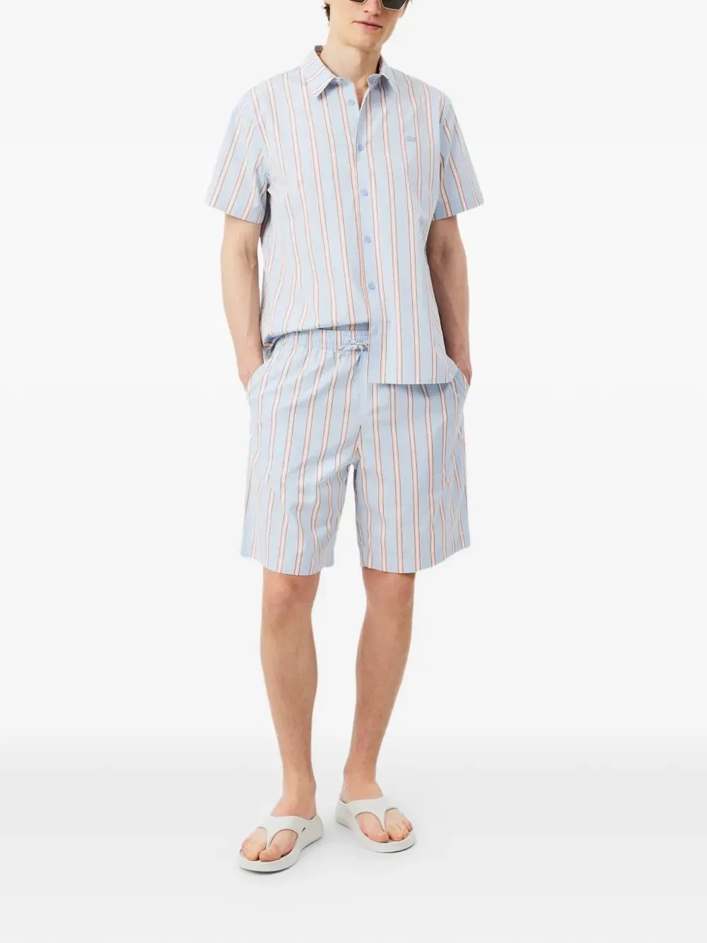 Полосатые шорты с кулиской Lacoste, синий — фото 2