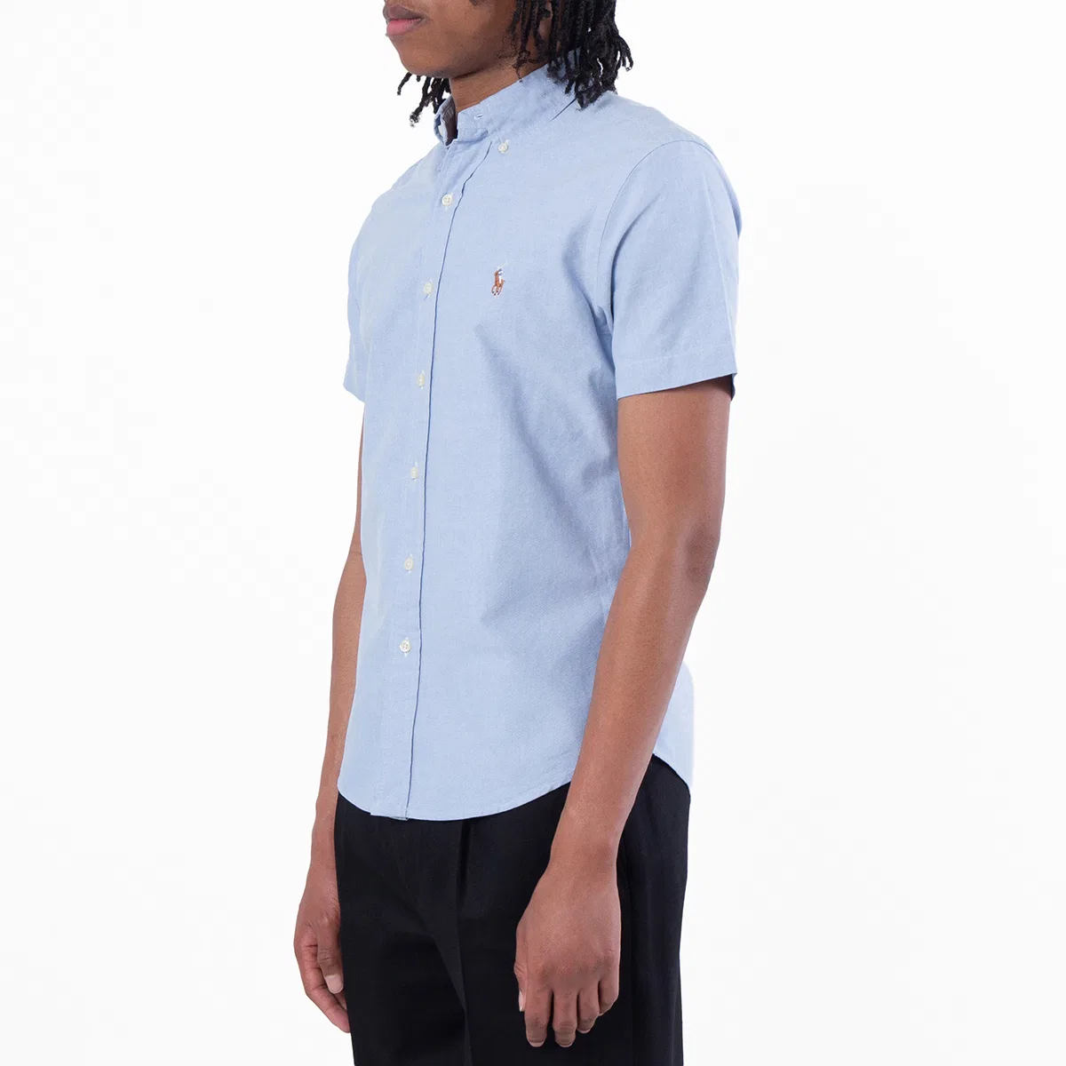 Рубашка оксфордская Custom Fit с коротким рукавом Polo Ralph Lauren, Blue — фото 2