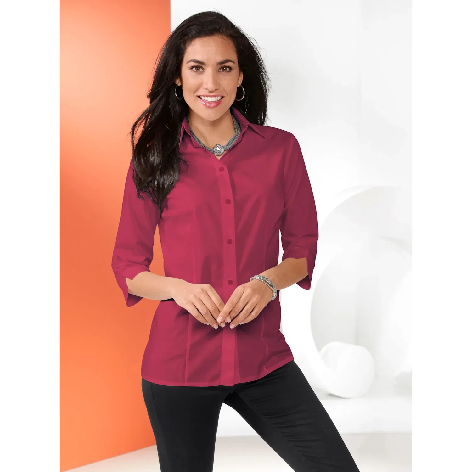 Классическая блуза с 3/4 рукавами Classic Basics, Wine Red