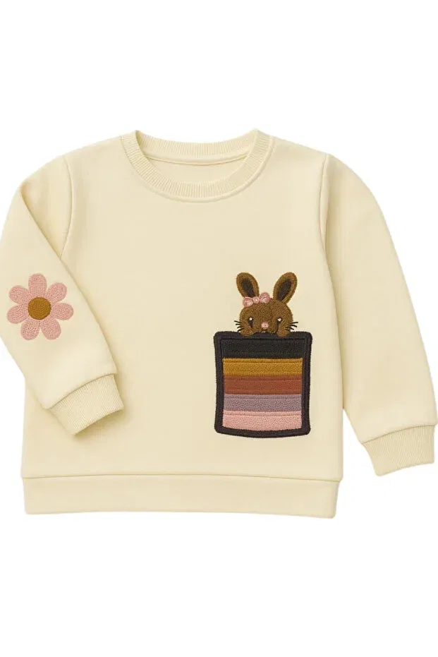 Детские свитшот для девочек хлопковый Bunny Girl's Sweatshirt Midu & Fun, Nude Color