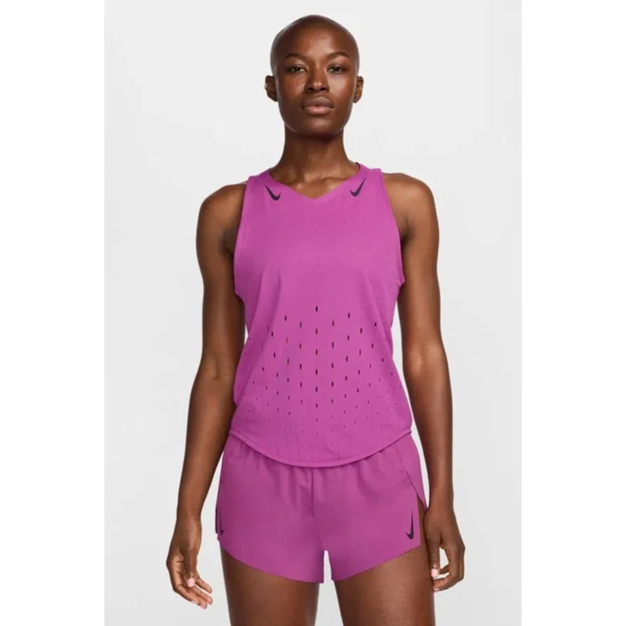 Женский топ-безрукавка с V-образным вырезом Nike Dri Fit Aeroswift Running Adv Singlet, Фиолетовый — фото 4