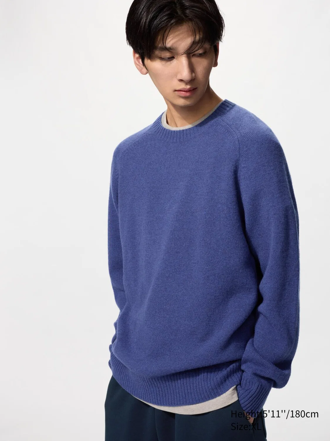 Свитер Uniqlo, овечья шерсть, синий
