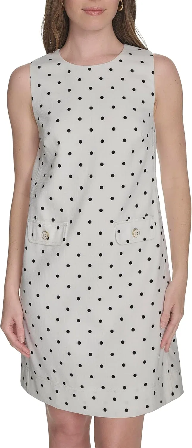 Женское повседневное платье-футляр с горошком Tommy Hilfiger, Ivory/Black