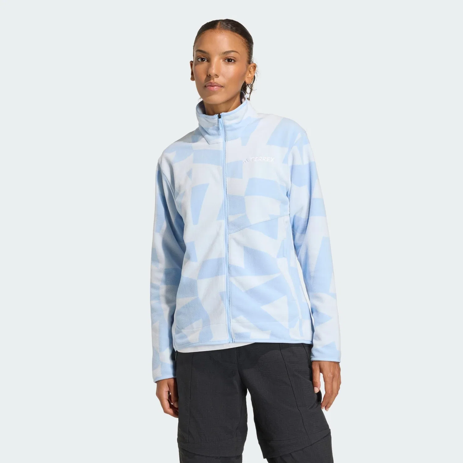 Женская флисовая куртка с принтом Terrex Multi Printed Full-Zip Fleecejacke Adidas, Kometblau Helles Himmelblau