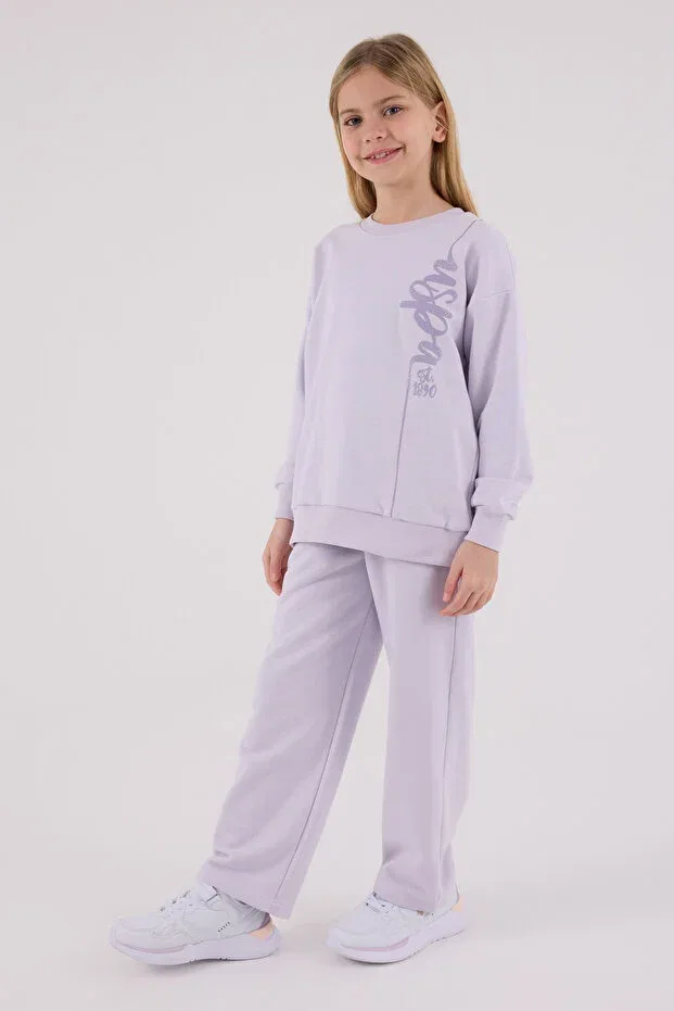 Детский комплект спортивного костюма для девочек с вышивкой Licensed U.S. Polo Assn., Lilac — фото 3