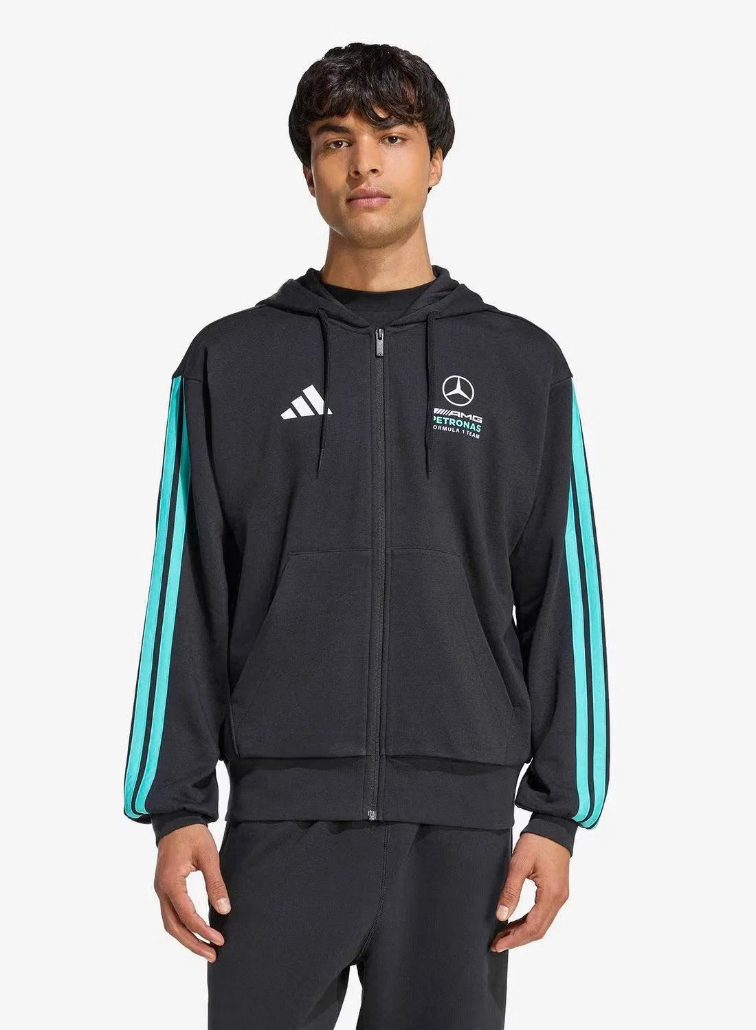 Худи на молнии с капюшоном Mercedes - AMG Petronas Formula 1 Team DNA Adidas, черный