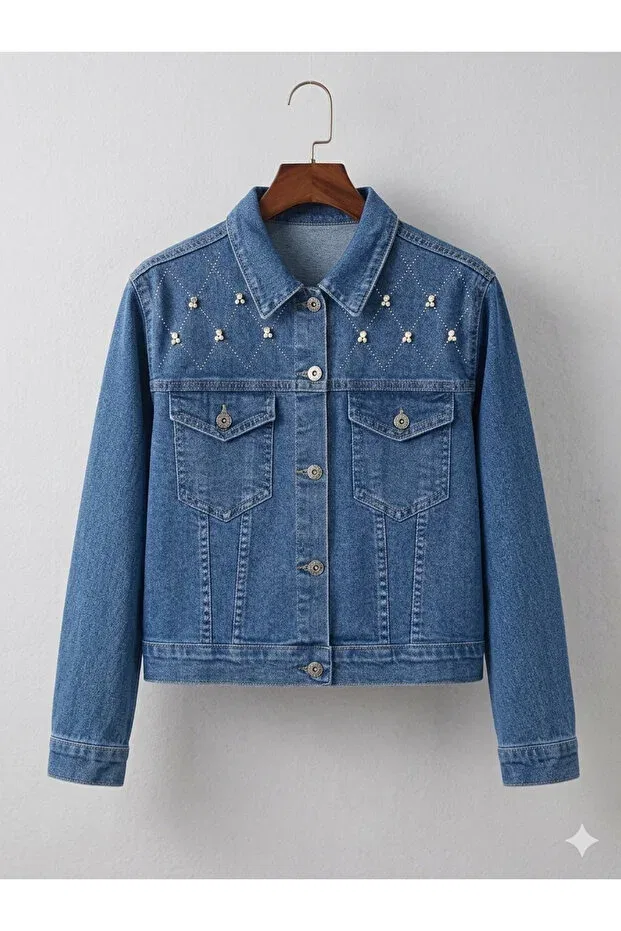 Детское джинсовая куртка для девочек с вышивкой Ata Kids, Blue