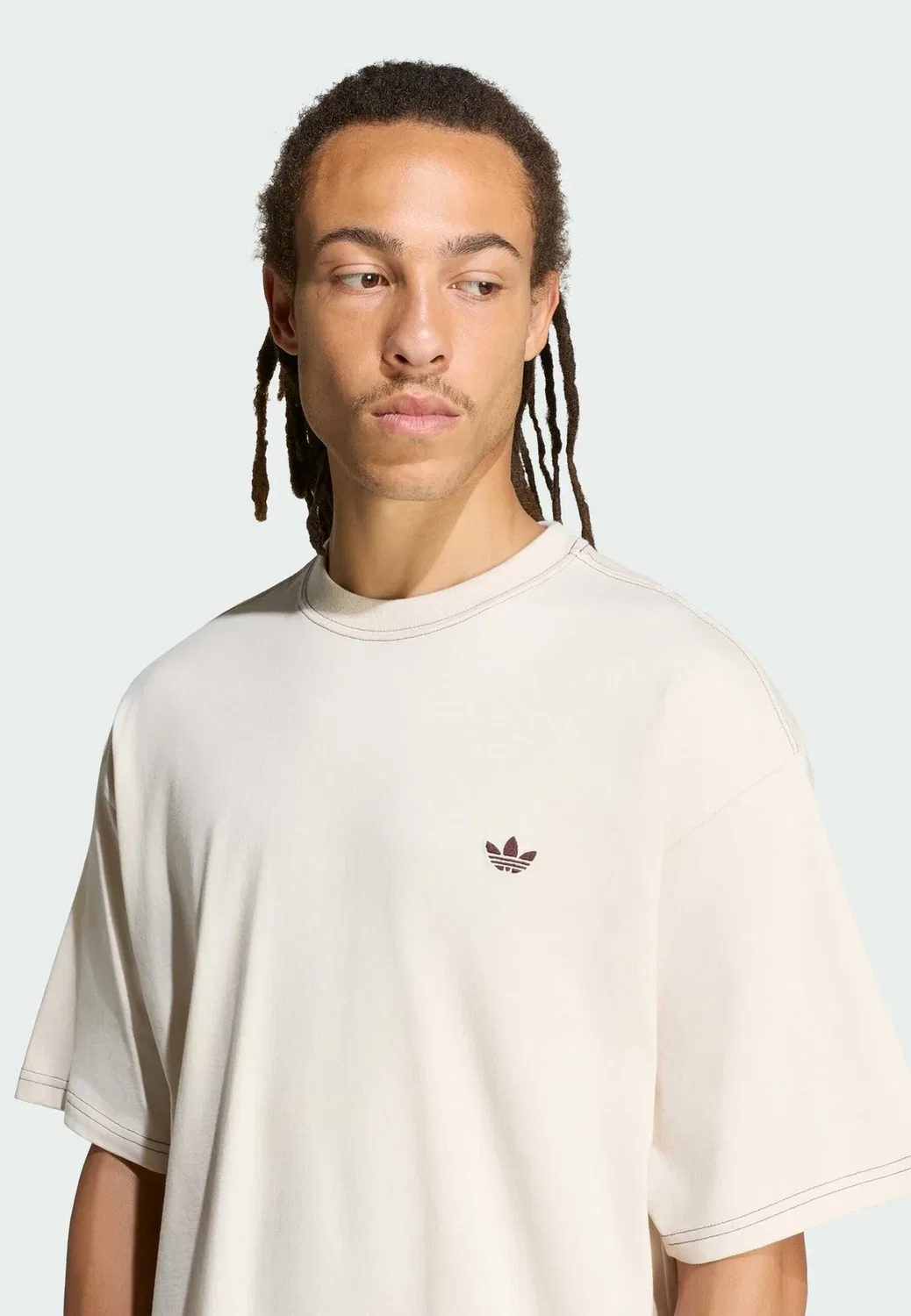 Футболка свободного кроя с контрастными вставками - базовая футболка Adidas Originals, White — фото 3