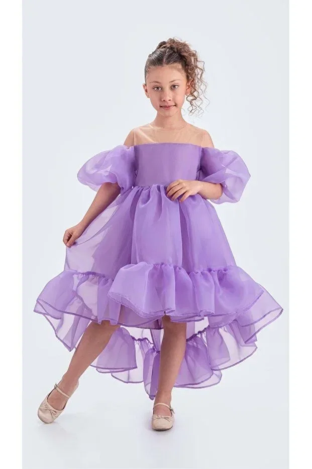 Детское платье для девочек с воланами Arisvi girl's evening dress m00738 lila Mnk Baby&Kids, Lila