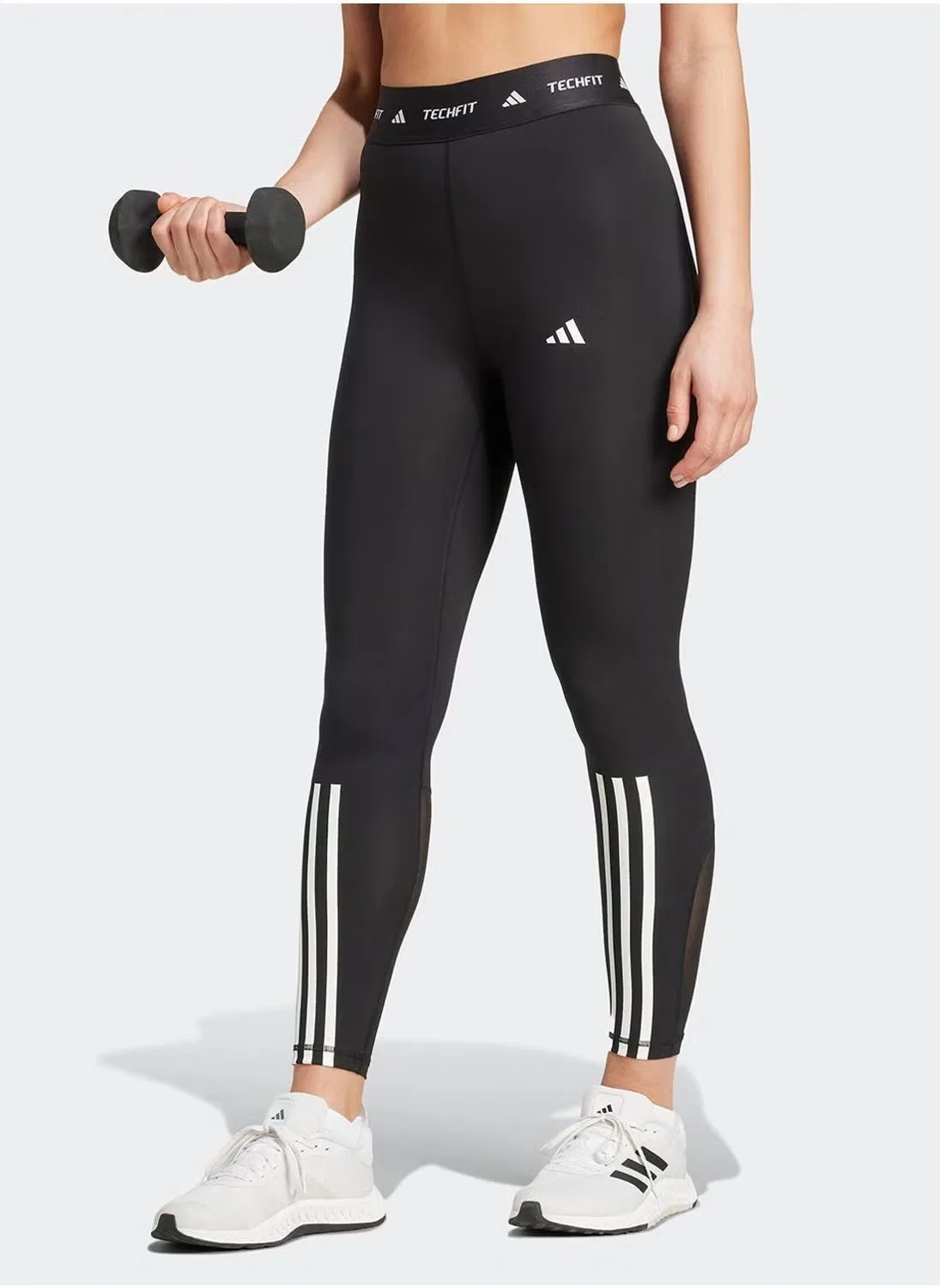 Леггинсы 7/8 с логотипом Techfit 3-Stripes Adidas, черный